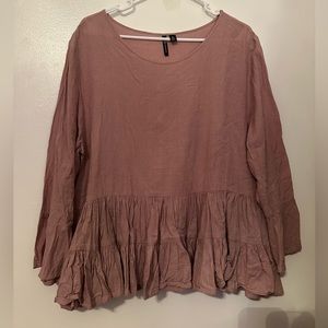 Versona Mauve Smock Long Sleeve Blouse Size XL
